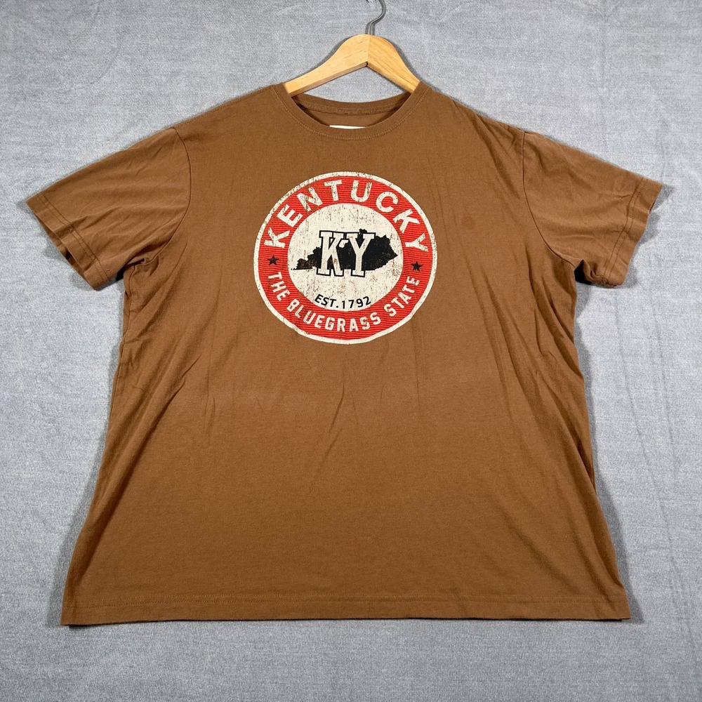 State of Mine Kentucky Bluegrass Graphic Tee Short Sleeve Shirt Mens XL Brown